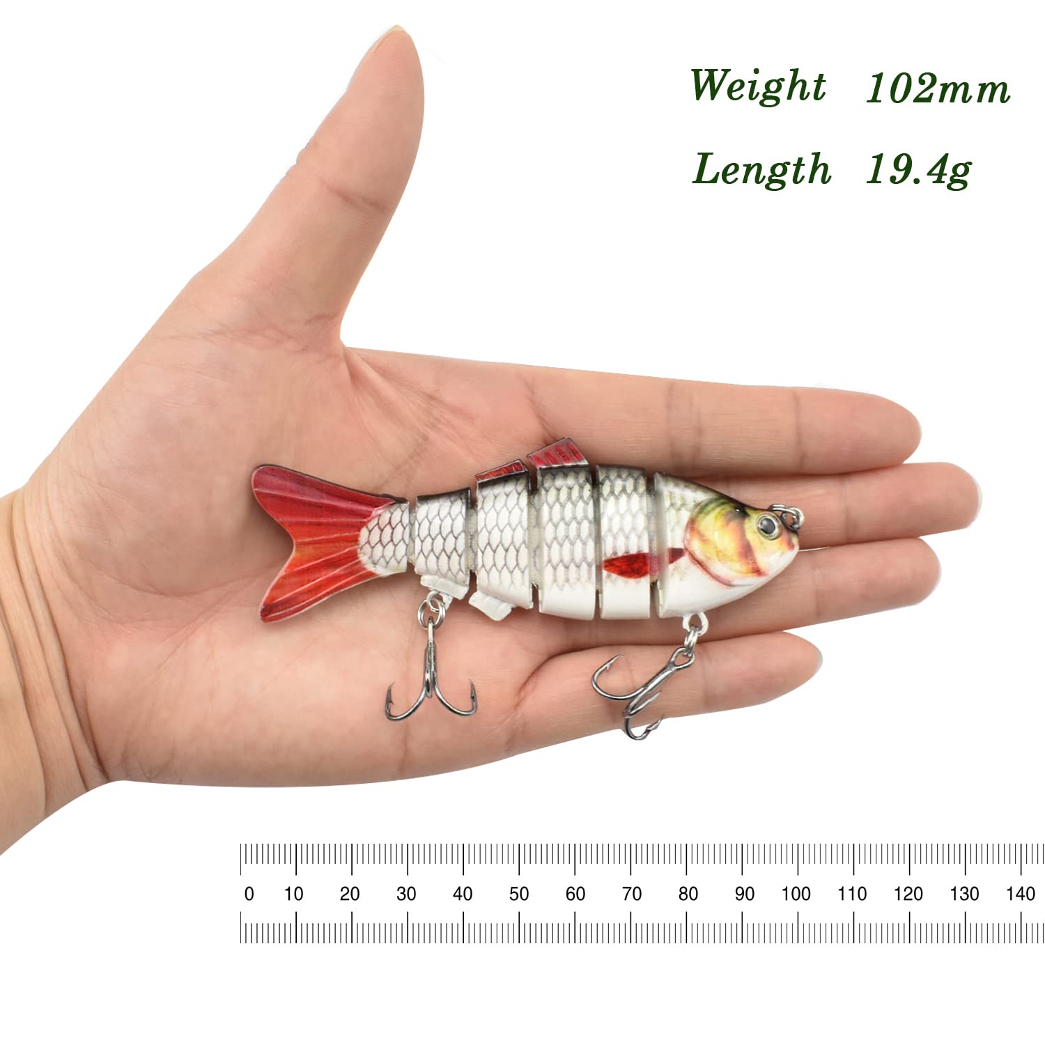 ODS Animated Fishing Lure Swimbait for Fishing|Slow Sinking Bionic Swimming Lures with Fishing Hooks Freshwater Saltwater (Set 4-3pcs)