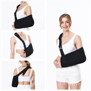 Ledhlth Breathable Arm Sling Black for Broken Arm Men Women Youth Sling for Shoulder Injury Soft Adults Sling for Torn Rotator Cuff Comfortable Elbow Wrist Sling for Dislocated Shoulder