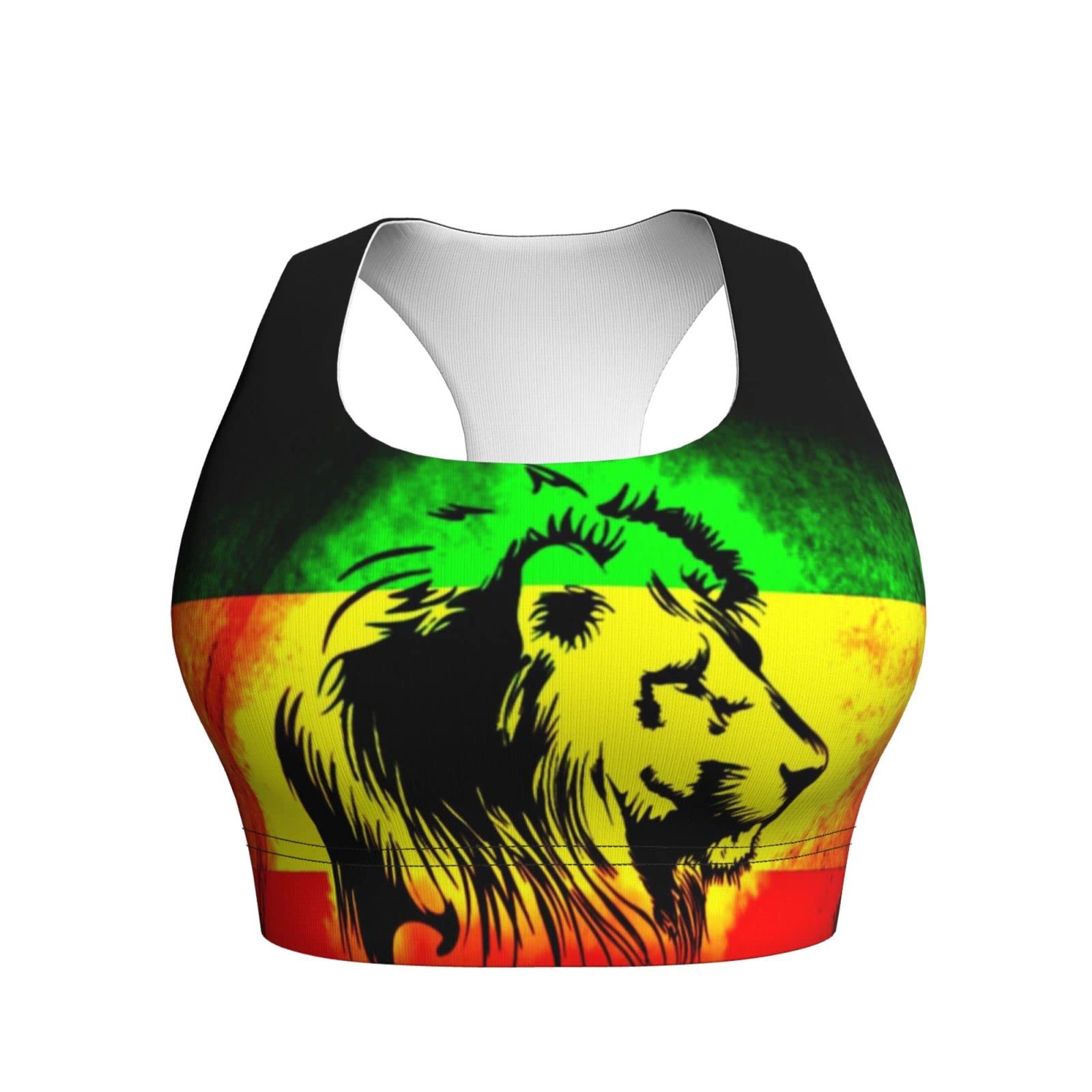 BBggyh Jamaican Lion Flag Women's Seamless Sports Bras Comfortable Yoga Bra Fitness Crop Tops Workout Tank Top - Small