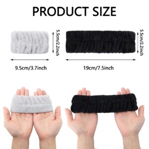 Whaline 9Pcs Washing Face Headband and Wrist Washband Set White Grey Black Makeup Headbands Soft Spa Headband Stretchy Head Wrap for Girls Women Yoga Sports Shower Hair Wrist Accessories