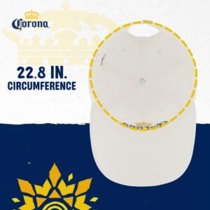 Concept One Corona Extra Dad Hat, Cotton Baseball Cap with Embroidered Logo, Adjustable Baseball Hat, White, One Size