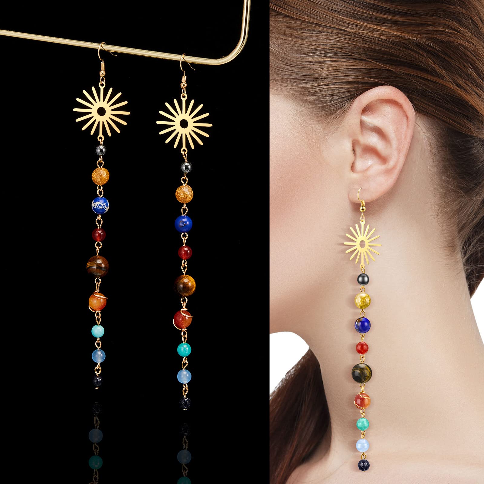 Solar System Earrings Universe Galaxy Dangle Statement Earrings Drop Planet Earrings Aesthetic Jewelry Women's Drop Dangle Earrings for Women