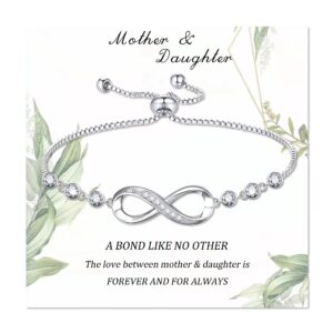 sereney mother daughter bracelets, mother daughter matching bracelets silver infinity bracelets for mom and daughter, daughter gifts from mom, daughter mom christmas gifts