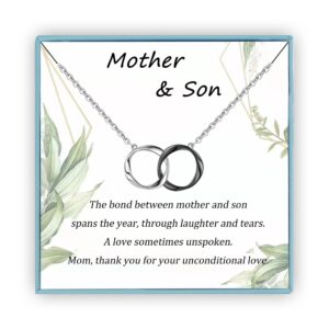 Sereney Mother Son Necklace 925 Sterling Silver as Gifts from Son, Mom Necklace as Mom Birthday Gifts, Mother and Son Necklace as Gifts for Mom, Mom Son Jewelry Gifts