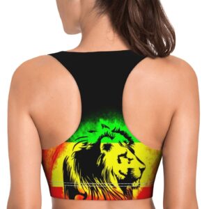 BBggyh Jamaican Lion Flag Women's Seamless Sports Bras Comfortable Yoga Bra Fitness Crop Tops Workout Tank Top - Small