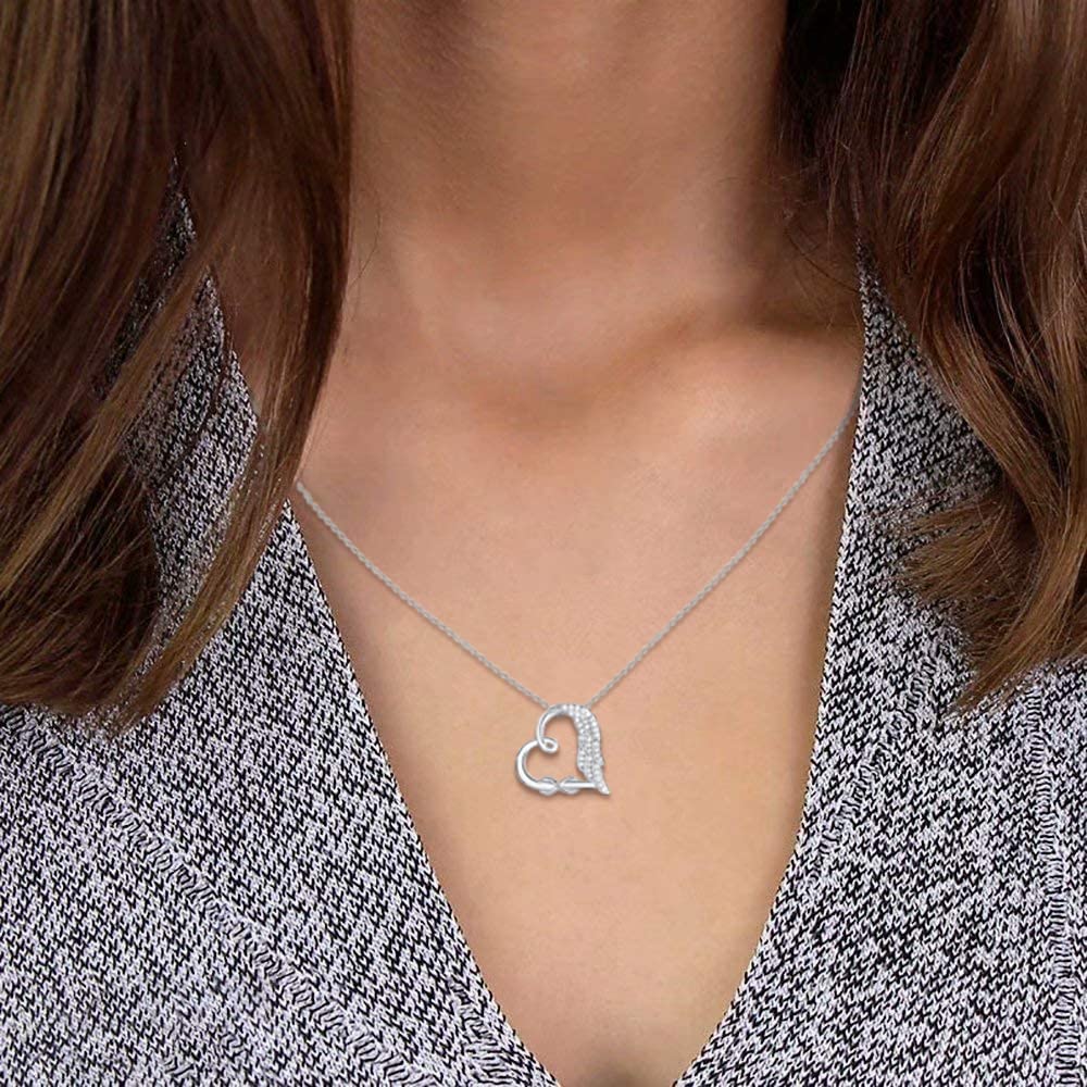 Memorial Gifts for Loss of Mom, 925 Sterling Silver Angel Wing Infinity Love Heart Pendant Necklace as Sympathy Bereavement Condolence Remembrance Funeral Grief Gifts for Loss Mother