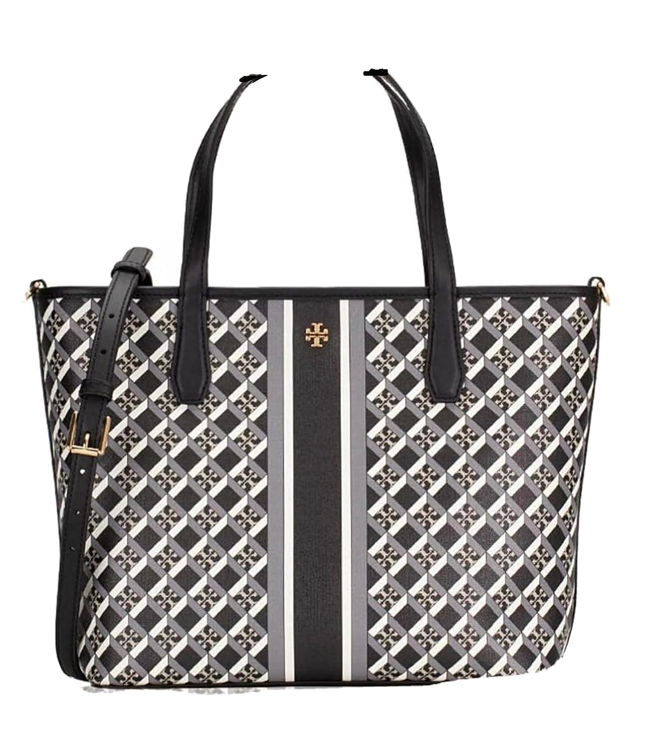 Tory Burch Women's Geo Logo Mini Top Zip Tote (Black)