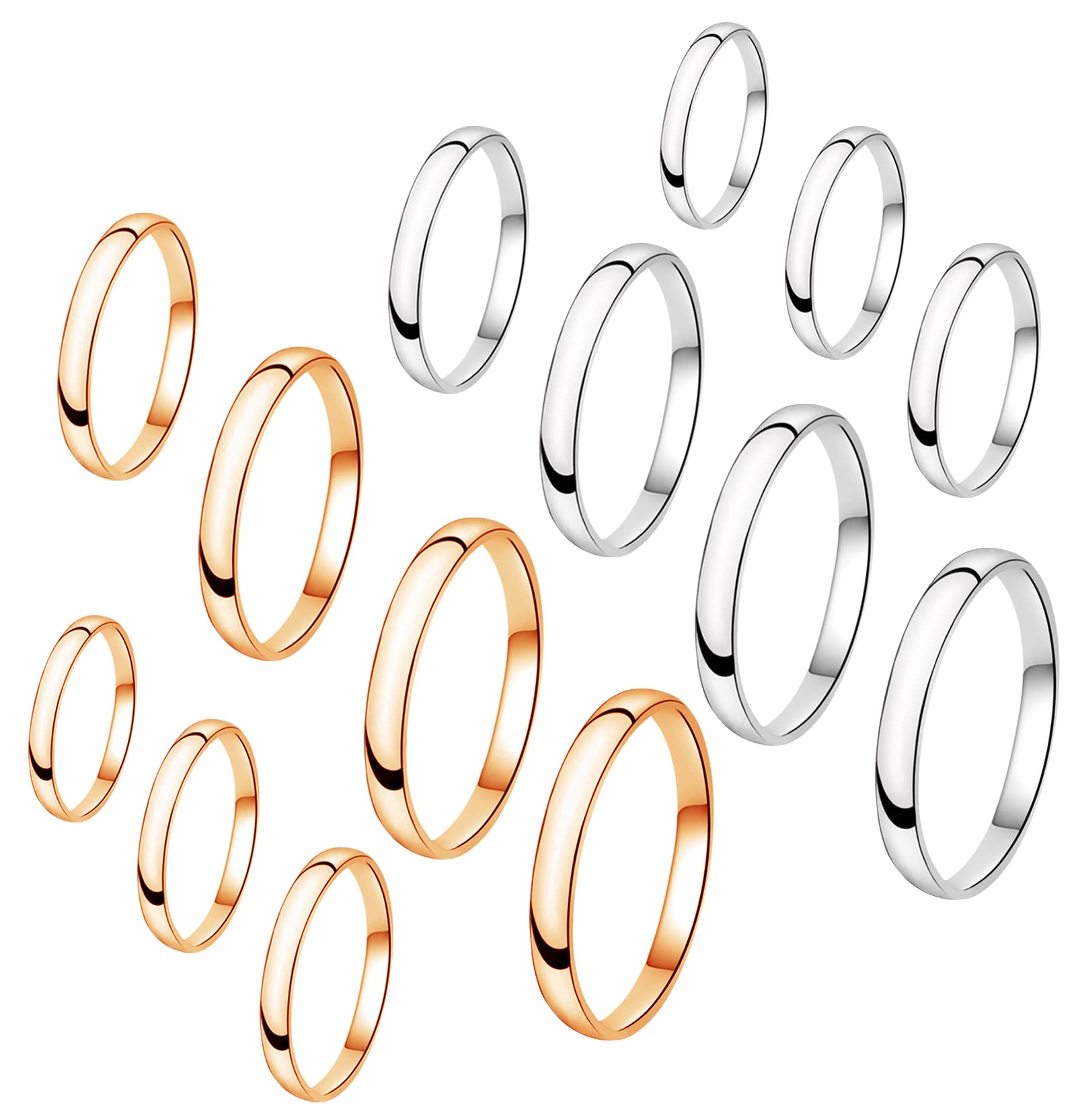 MJust 14PCS 1mm Stainless Steel Women's Plain Band Knuckle Stacking Midi Toe Rings Comfort Fit