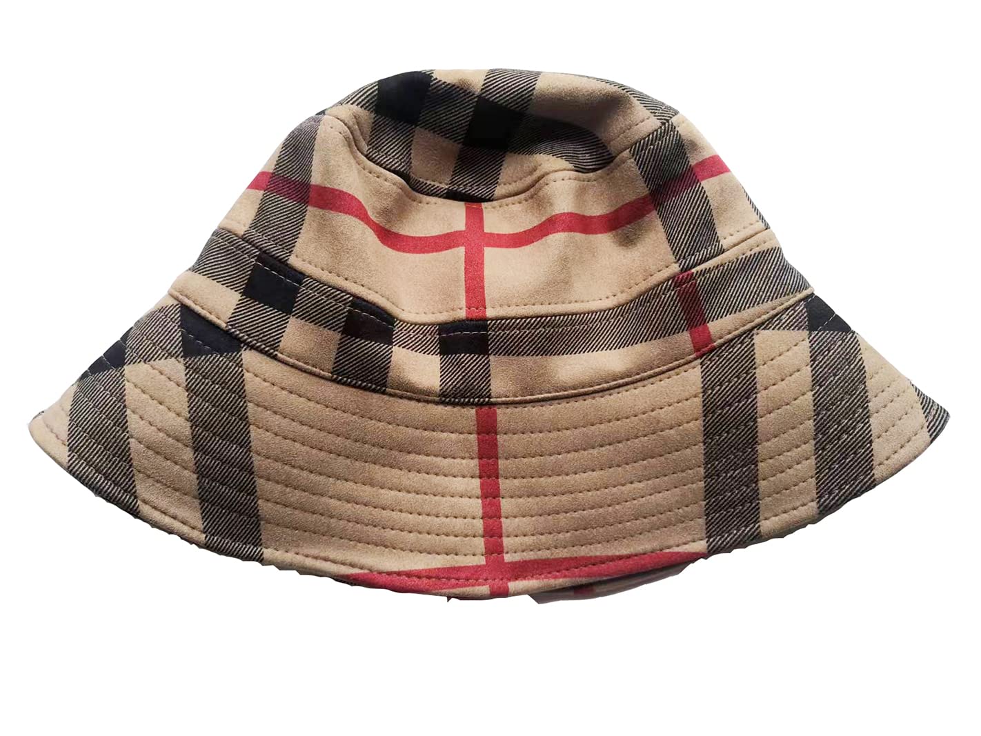 RUINUO Plaid Bucket Hat Women Soft Sun Hat for Spring Summer Autumn Winter Travel Velvet Tartan Packable Bucket Hats Kaki