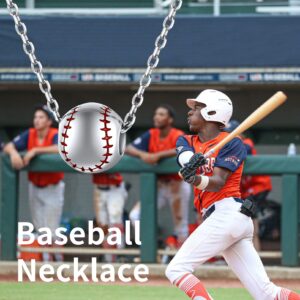 Baseball Necklaces for Women Men 925 Sterling Silver Baseball Pendant with 18 Inches Chain Sports Jewelry for Baseball Lover