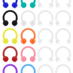 D.Bella 16G Colorful Clear Septum Rings Clear Horseshoe Piercing Retainers Flexible Acrylic Tragus Helix Hoop Bioflex Nose Lip Eyebrow Earring Retainer for Work Surgery 8mm