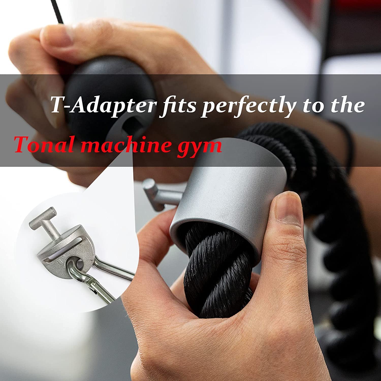 JILINWEI 1Pcs Tonal Accessories with T Lock Adapter,Tonal Gym Machine Accessories,Double D Pulldown Handle Attachments for Tonal with Special T-lock Adapter