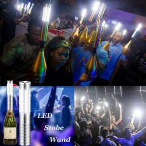 Ecostrobe Strobe Baton Light,Stage Handheld Light,Champagne Bottle Sparklers, Reusable Indoor Concert LED Lights - for Bar Club Birthday Weddings Parties (Silver 2 PC)