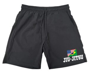 koyotee men's jiu jitsu us brazil flag f101 black athletic nylon running workout shorts large