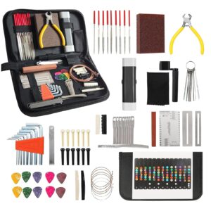 72 PCS Guitar Tool Kit for Set Up, Intonation Adjustment and Repair, Guitar Maintenance Kit for Guitar Bass Banjo and Ukulele, Guitar Accessories for Guitar Enthusiast