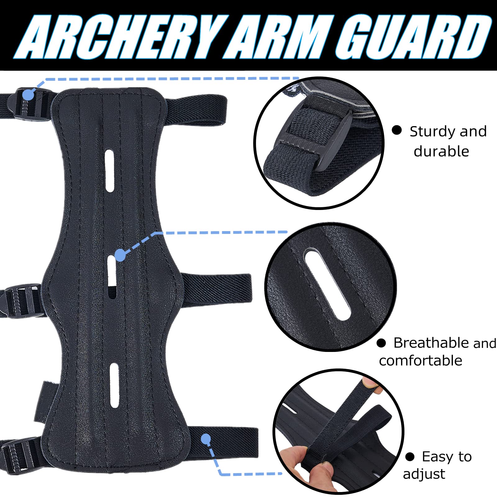 Huntingdoor Archery Arm Guard Archery Glove Leather Forearm 3 Finger Guard Finger Tab Adjustable Protective Gear Accessories for Adult Youth Hunting and Shooting (Medium)