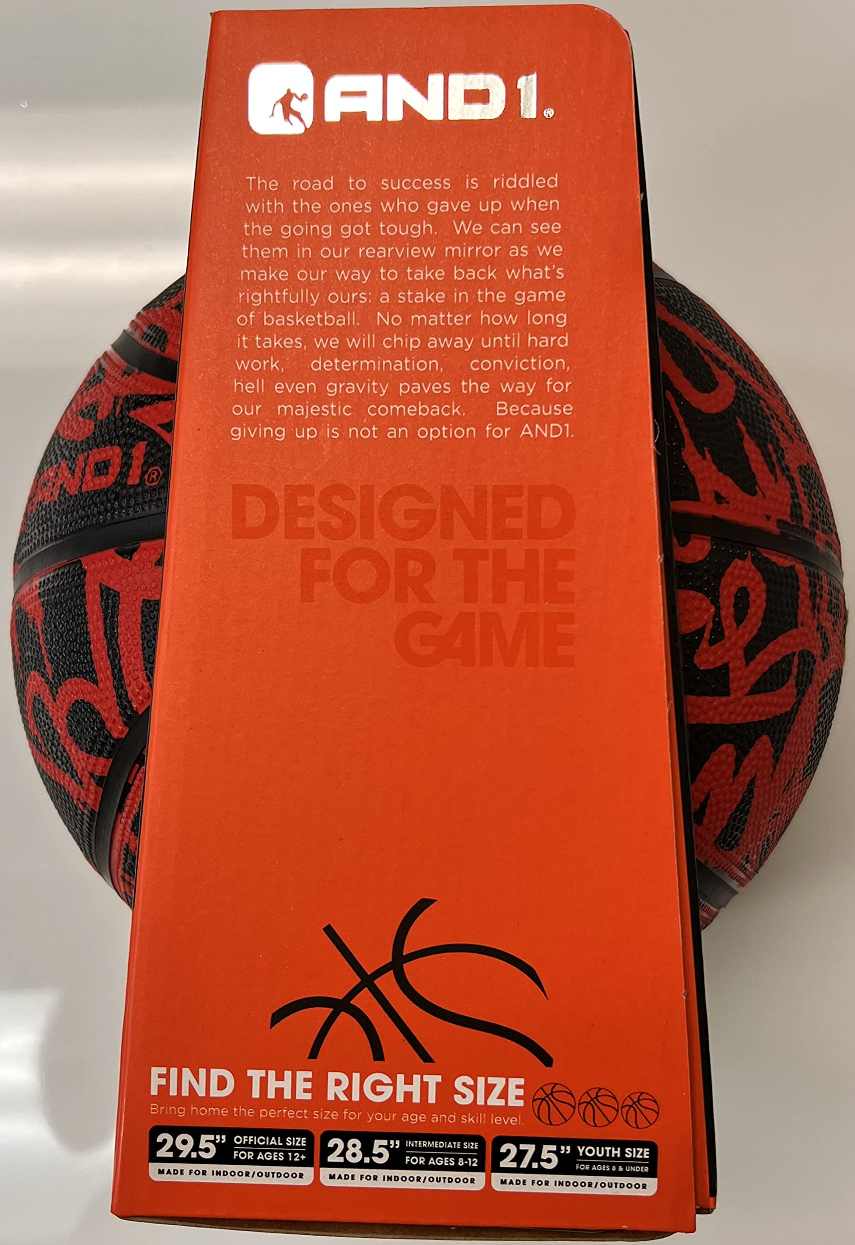 AND1 Fantom Graffiti Rubber Basketball: Official Regulation Size 7 (29.5 inches) Rubber Basketball - Deep Channel Construction Streetball, Made for Indoor Outdoor Basketball Games