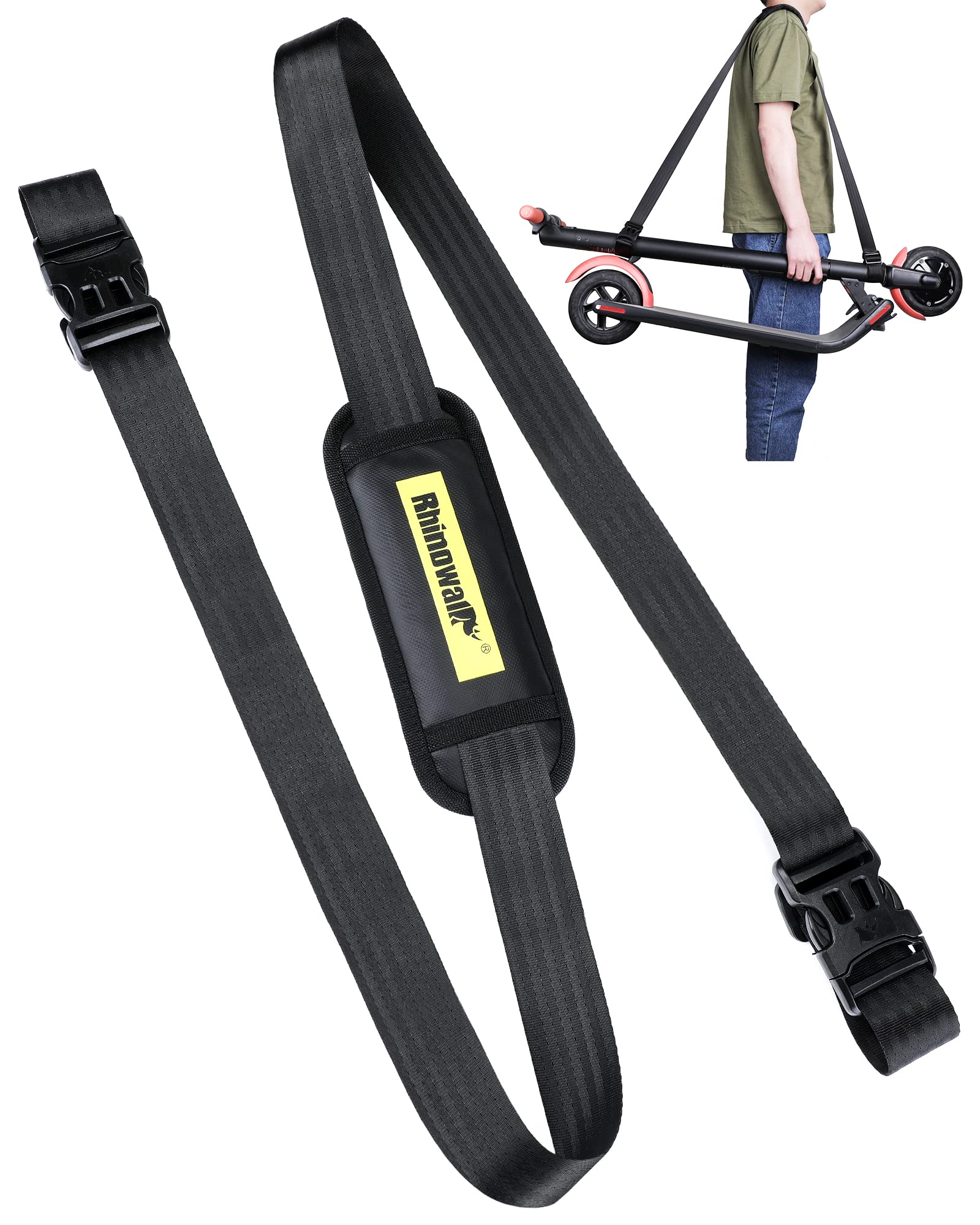 WILDKEN Scooter Shoulder Strap, 71in Carrying Scooter with Adjustable Carrying Strap and Extra-Thick Anti-Slip Shoulder, Scooter Strap for Electric Scooter, Bikes, Balance Bikes, Yoga Mat, Ski Board