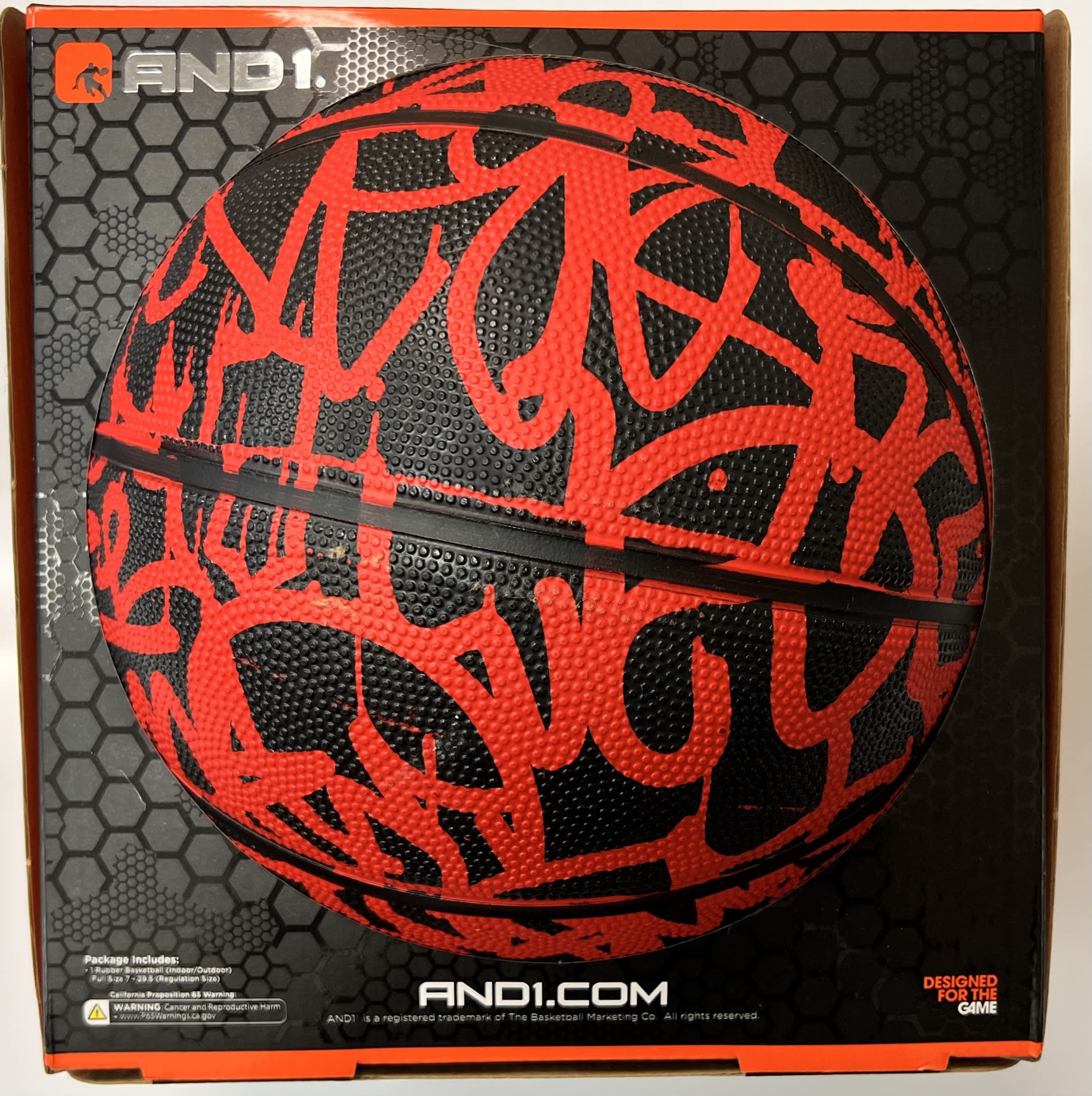 AND1 Fantom Graffiti Rubber Basketball: Official Regulation Size 7 (29.5 inches) Rubber Basketball - Deep Channel Construction Streetball, Made for Indoor Outdoor Basketball Games