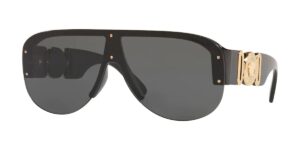 versace ve4391 gb1/87 48mm black/dark grey shield sunglasses for men + bundle with designer iwear eyewear kit