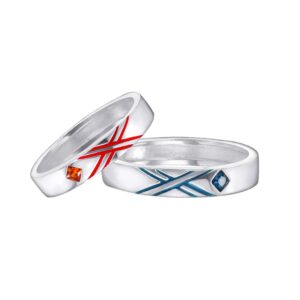 P1PSZ Darling In The Franxx Ring 002 Anime Zero Two Rings Cosplay Costume Ring Silver 925 Adjustable Jewelry (6673 (2pc))