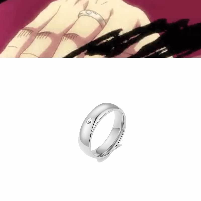 awa Jujutsu Kaisen Ring 2PCs,Anime Black and White Couple Rings Cosplay Costume Necklace Jewelry Gift (Black Ring)