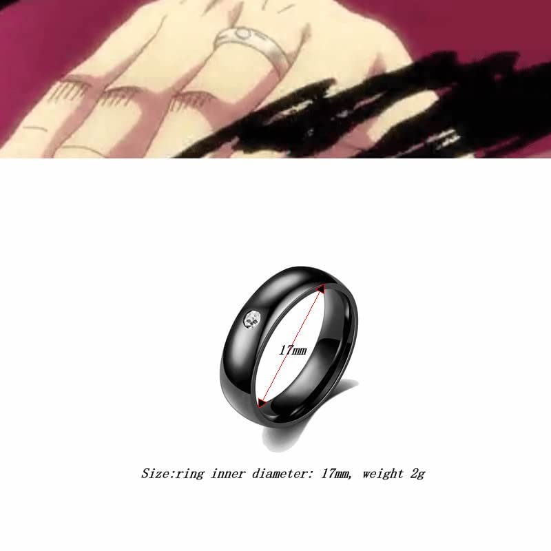 awa Jujutsu Kaisen Ring 2PCs,Anime Black and White Couple Rings Cosplay Costume Necklace Jewelry Gift (Black Ring)