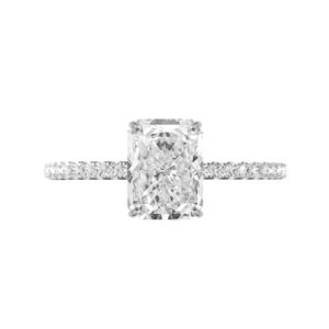 Moissanite world 3.50 Carat Radiant Moissanite & Hidden Halo Engagement Ring 14k White Gold (11mm), Handcrafted Engagement Rings (8)