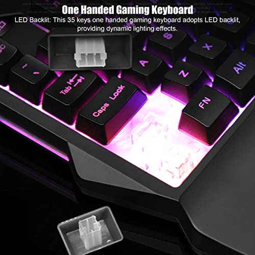 One Handed Keyboard, Plug and Play Wide Compatibility Mini Gaming Keyboard 35 Keys Accurate Control for Dorm for Home for Game