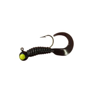 Moose Baits Crappie Jigs, Crappie Baits, Grub Fishing Lures, Curly Tail Worms for Bass Fishing, Crappie Fishing Gear, Soft Plastic Grubs, Curl Tail Grubs, Fishing Swimbait with 1/8 oz Jig Heads