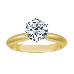 houston diamond district - 14k yellow gold 1.25 carat lab grown 6 prong solitaire round cut igi certified diamond engagement ring (1.25 ct,h-i color vs2-si1 clarity), size: 7.5