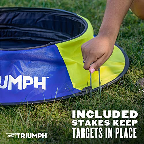 Triumph Sports Backyard Footgolf Set – Includes 3 Targets and 1 Official Size 5 Soccer Ball, Blue