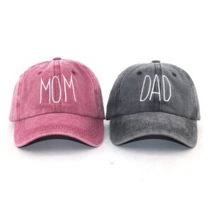 women's baseball cap mama vintage distressed washed cotton adjustable dad hat outdoor (dad+mom)