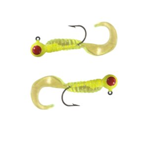 moose baits crappie jigs, crappie baits, grub fishing lures, curly tail worms for bass fishing, crappie fishing gear, soft plastic grubs, curl tail grubs, chartreuse swimbait with 1/8 oz jig heads