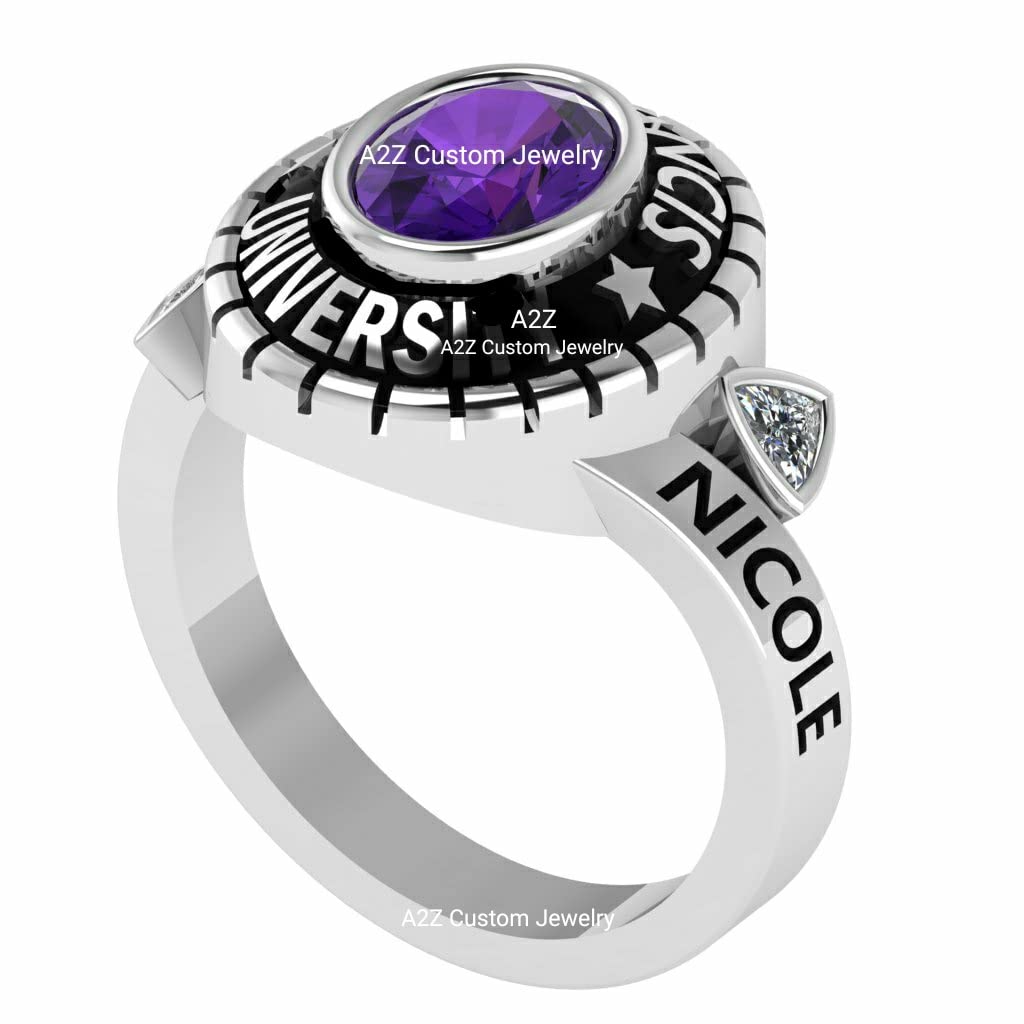 A2Z CUSTOM JEWELRY fully customized Girl class ring for high school, college, university sterling silver (dominion salva) ring