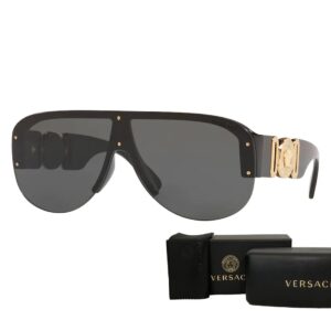 Versace VE4391 GB1/87 48MM Black/Dark Grey Shield Sunglasses for Men + BUNDLE With Designer iWear Eyewear Kit