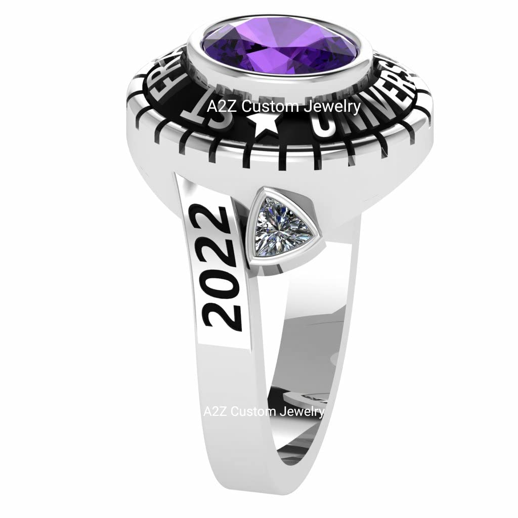 A2Z CUSTOM JEWELRY fully customized Girl class ring for high school, college, university sterling silver (dominion salva) ring