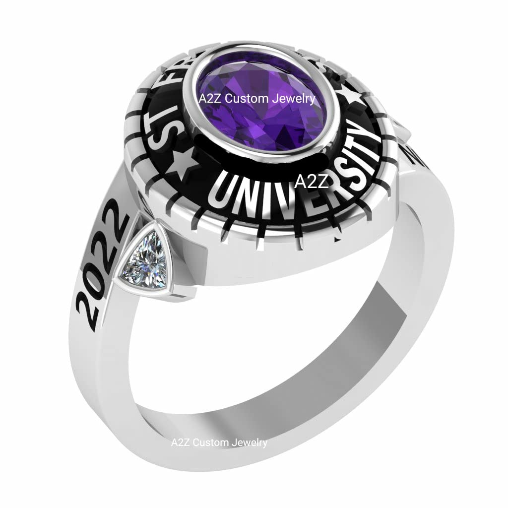 A2Z CUSTOM JEWELRY fully customized Girl class ring for high school, college, university sterling silver (dominion salva) ring