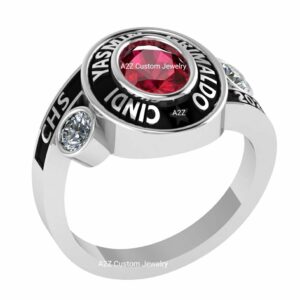 A2Z CUSTOM JEWELRY fully customized Girl Ladies Women’s fashion class ring for high school, college, university, academy senior junior graduation ceremony gift for her sterling silver (tokyo empire)