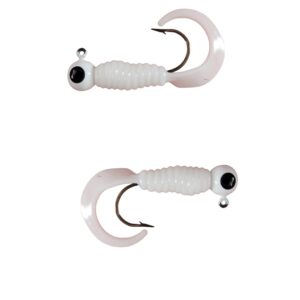 moose baits crappie jigs, crappie baits, grub fishing lures, curly tail worms for bass fishing, crappie fishing gear, soft plastic grubs, curl tail grubs, white swimbait with 1/8 oz jig heads