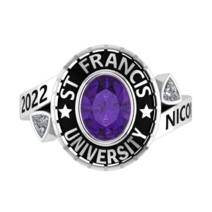 a2z custom jewelry fully customized girl class ring for high school, college, university sterling silver (dominion salva) ring