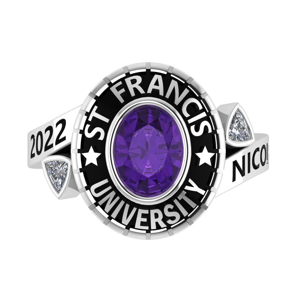 A2Z CUSTOM JEWELRY fully customized Girl class ring for high school, college, university sterling silver (dominion salva) ring