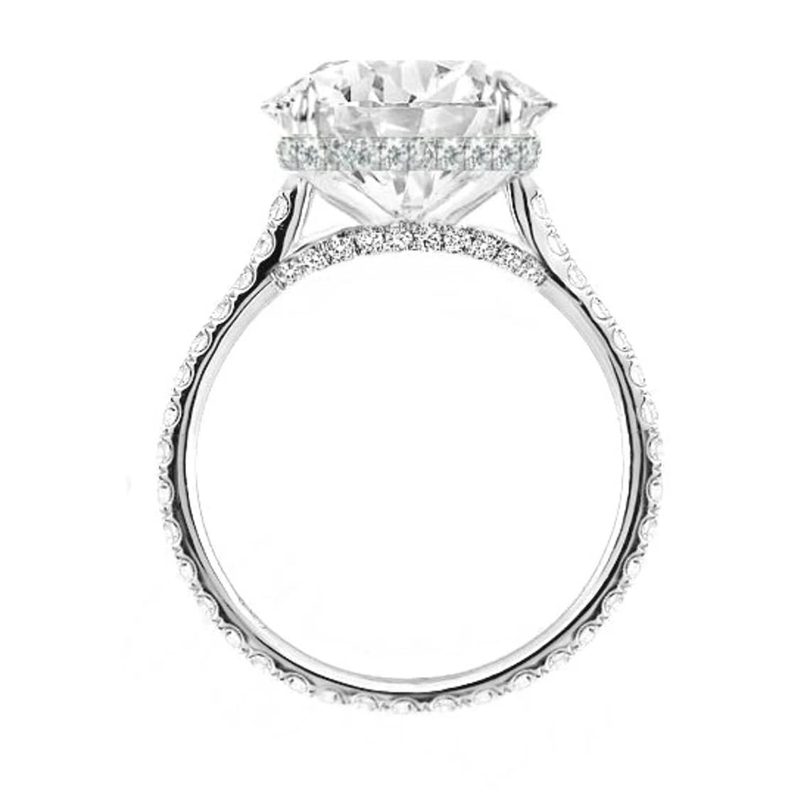 Moissanite world 5 Carat Round Moissanite & Hidden Halo Engagement Ring 14k White Gold (11mm), Handcrafted Engagement Rings (6.5)