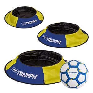 Triumph Sports Backyard Footgolf Set – Includes 3 Targets and 1 Official Size 5 Soccer Ball, Blue