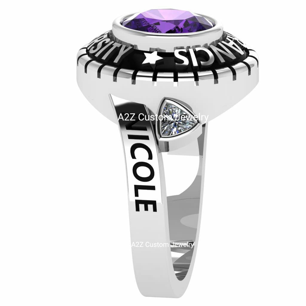 A2Z CUSTOM JEWELRY fully customized Girl class ring for high school, college, university sterling silver (dominion salva) ring