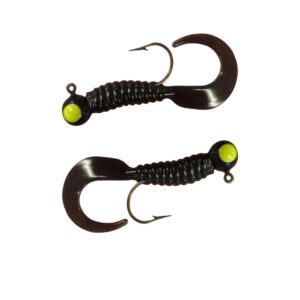 Moose Baits Crappie Jigs, Crappie Baits, Grub Fishing Lures, Curly Tail Worms for Bass Fishing, Crappie Fishing Gear, Soft Plastic Grubs, Curl Tail Grubs, Fishing Swimbait with 1/8 oz Jig Heads