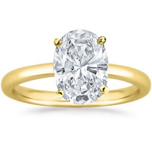 Houston Diamond District 14K Yellow Gold 1.25 Carat Lab Grown Solitaire Oval Cut IGI CERTIFIED Diamond Engagement Ring (1.25 Ct,H-I Color VS2-SI1 Clarity), Size: 7