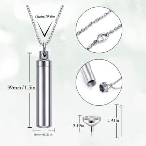 HaoQin jewelry 7 Pieces Cylinder Cremation Urn Necklaces for Ashes Stainless Steel Memorial Keepsake jewelry Ashes Locket Pendant