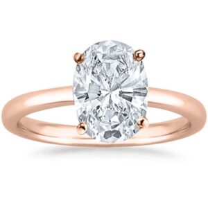 Houston Diamond District 14K Rose Gold 1 Carat Lab Grown Solitaire Oval Cut IGI CERTIFIED Diamond Engagement Ring (1 Ct,F-G Color VS2-SI1 Clarity) Size 7.0