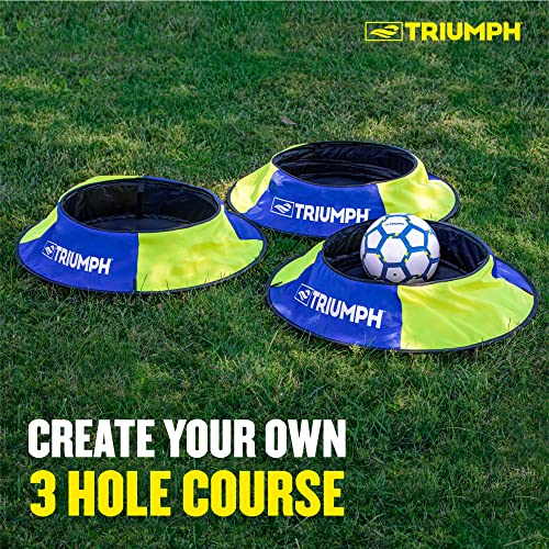 Triumph Sports Backyard Footgolf Set – Includes 3 Targets and 1 Official Size 5 Soccer Ball, Blue